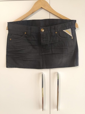Replay mini denim skirt used, black, size S