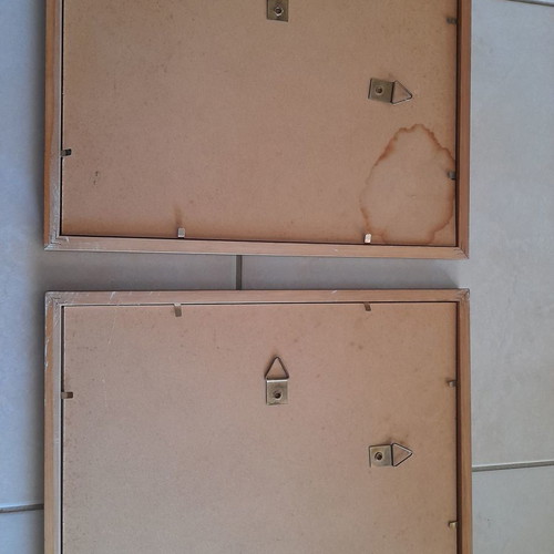 Mickey Mouse frames used, set of 2 with brown wooden frame