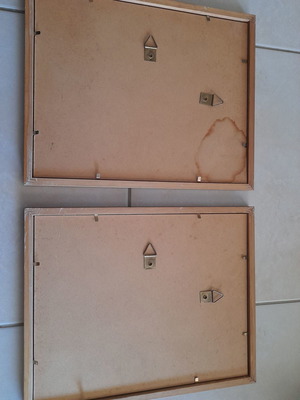 Mickey Mouse frames used, set of 2 with brown wooden frame