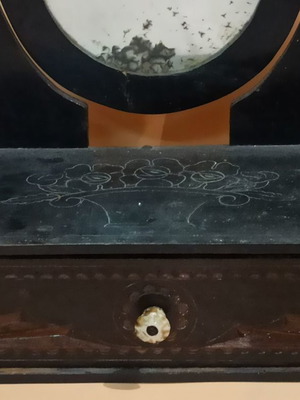 Prewar small dressing table used with carved design