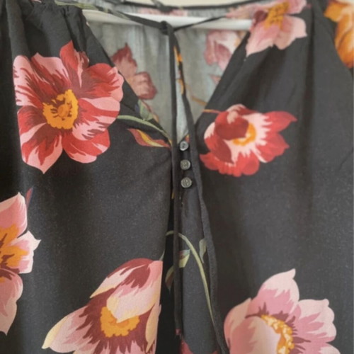 Stradivarius floral blouse, black multicolor, size L