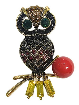 Women's owl brooch new, purple