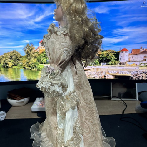 Porcelain vintage doll 46cm