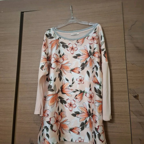 Orsay satin women's blouse with 3/4 sleeves and silver trim like new