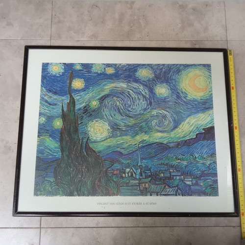 Van Gogh Nuit Etoilée A St Remy framed poster used 50x40 1980s collectible