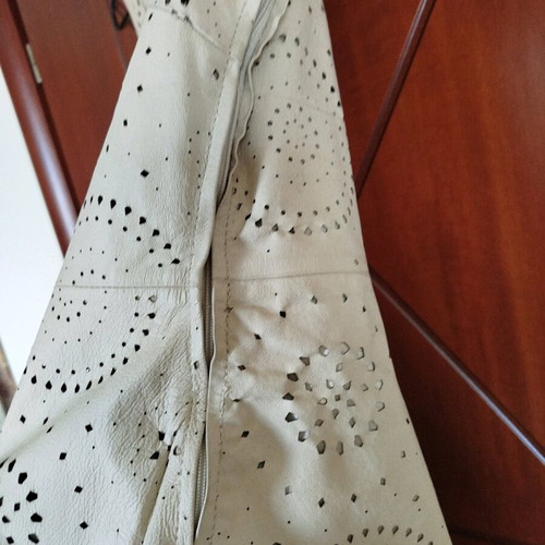 Dress made of genuine leather beige, like new, size S