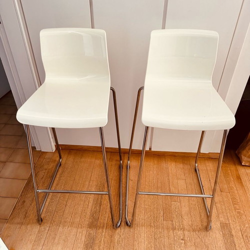 Bar Stool / Bar White with Inox base Brand GLENN 2 PCS