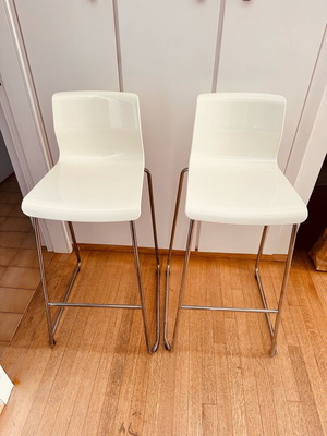Bar Stool / Bar White with Inox base Brand GLENN 2 PCS