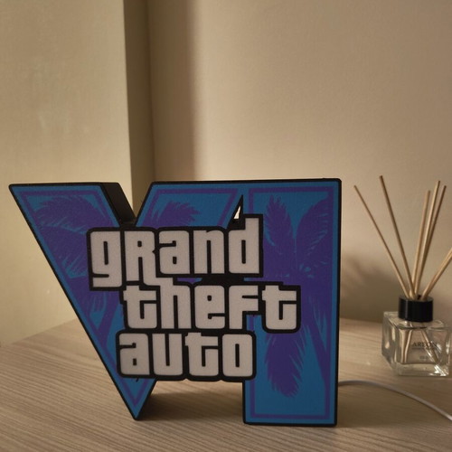 3D Printed Lightbox GTA VI Grand Theft Auto 6 USB with Switch new