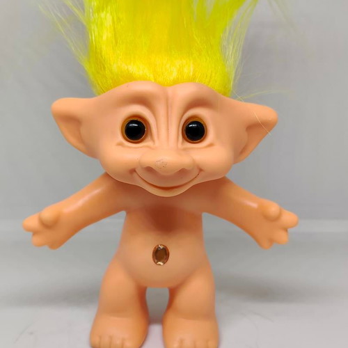 Efxoulis Troll doll with yellow hair collectible, like new