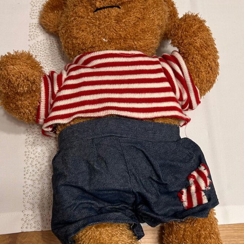 Teddy bear plush like new with clothes 25 centimeters