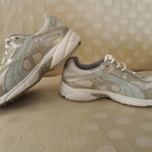 Puma women's athletic shoes, white and grey, size 38