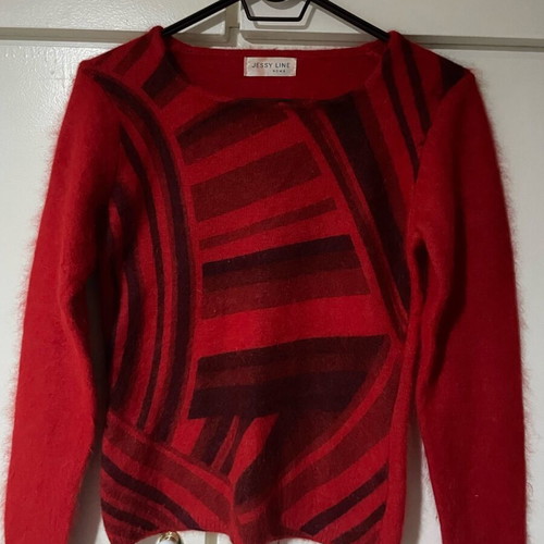 Angora sweater used, red, size S, Jessy Line Roma