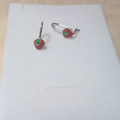 Silver 925° strawberry earrings with enamel new