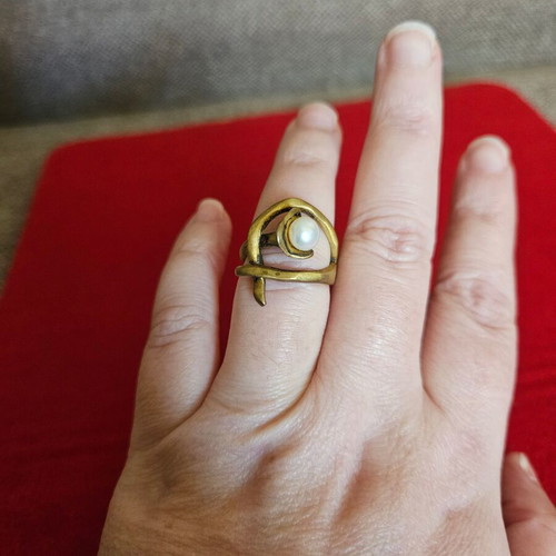 Ring used with pearl and gold-plated 925 silver