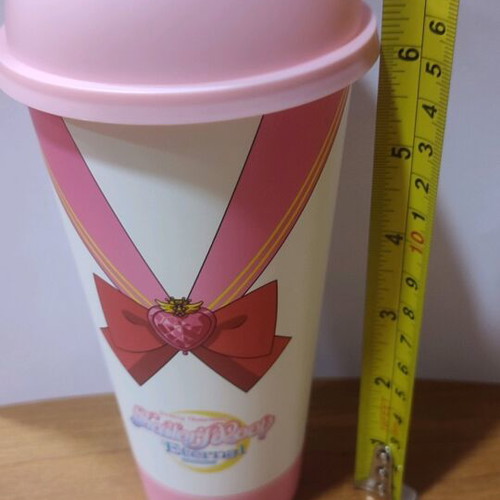 Sailor Moon plastic cup with pink straw like new