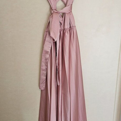 Multifunctional satin dress like new, one size, baby pink
