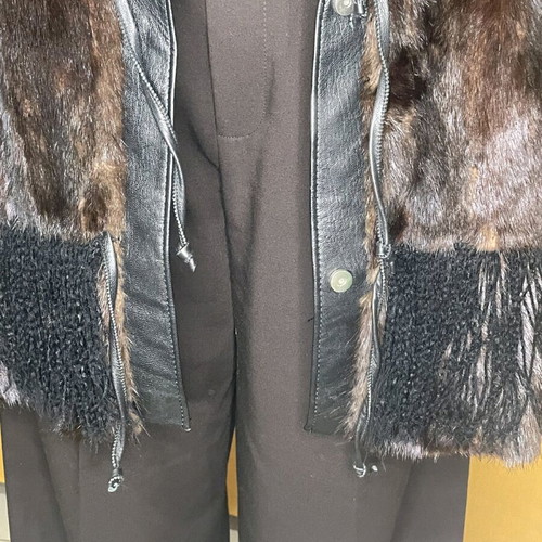 Mink fur coat like new, black, size L