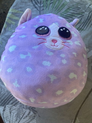 TY Squishy Beanies Cassidy plush cat, purple