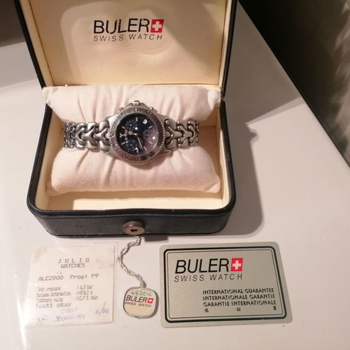 Buler Swiss chronograph watch like new, blue and silver