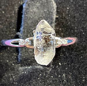 Διαμάντι herkimer ασημένιο δαχτυλιδι one size