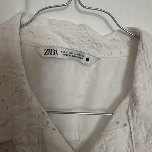Zara embroidered summer shirt, white, size L
