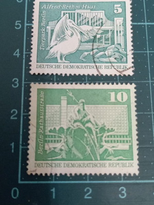 Γραμματόσημα Γερμανίας DDR 1973 Berlin Zoo και Rathausstrasse Large Edition σαν καινούργια