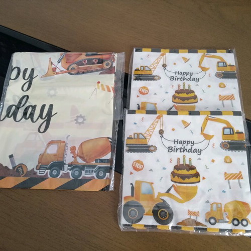 Party set with construction vehicles theme, new