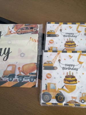 Party set with construction vehicles theme, new