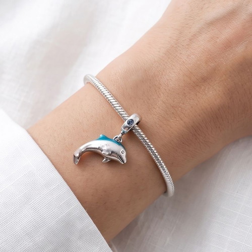Pandora Dolphin Charm S925 New, Blue and Silver