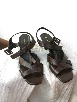 FACE brown leather heeled sandals size 39, like new
