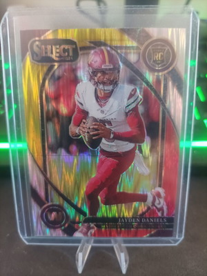 2024 Panini Select Jayden Daniels Club Red/Yellow Prizm Shock Rookie RC #217