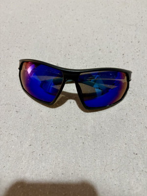 Decathlon sunglasses with case, black and blue