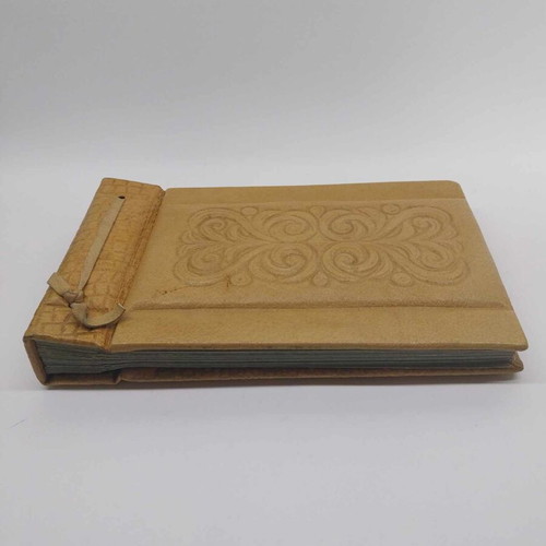 Photo album with leather cover used, 80s vintage