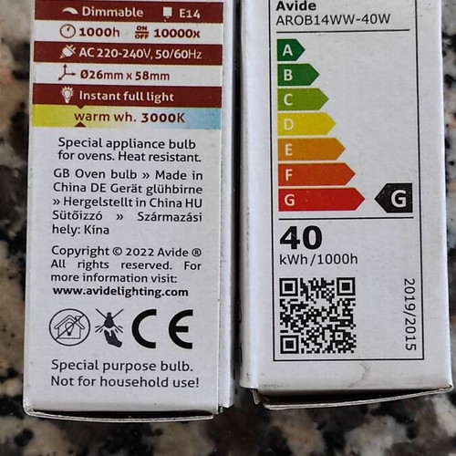 Halogen oven light bulbs 40W E14 pack of 2 new