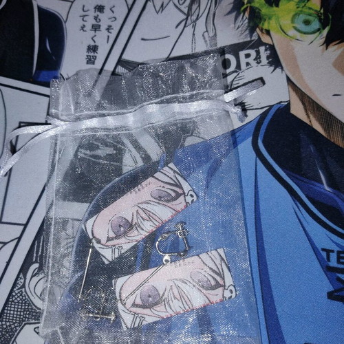 Anime earrings like new, white and multicolored