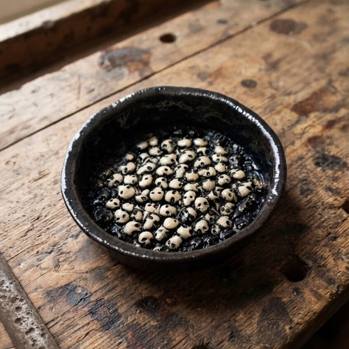 Mini Stoneware Skully Bowls Handmade, Black and White