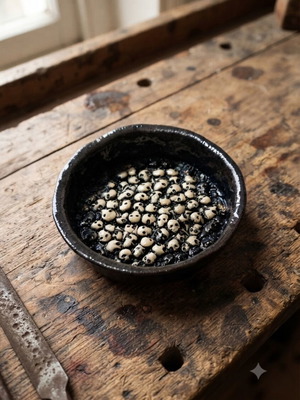 Mini Stoneware Skully Bowls Handmade, Black and White