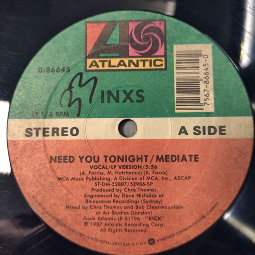 INXS Need You Tonight Mediate 12" vinyl maxi single used