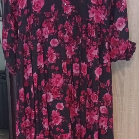 Funky Buddha long dress black with red flowers, like new