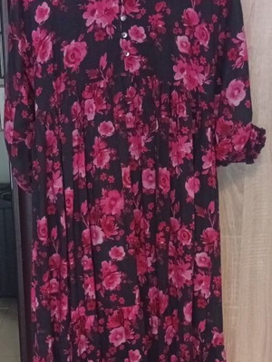 Funky Buddha long dress black with red flowers, like new