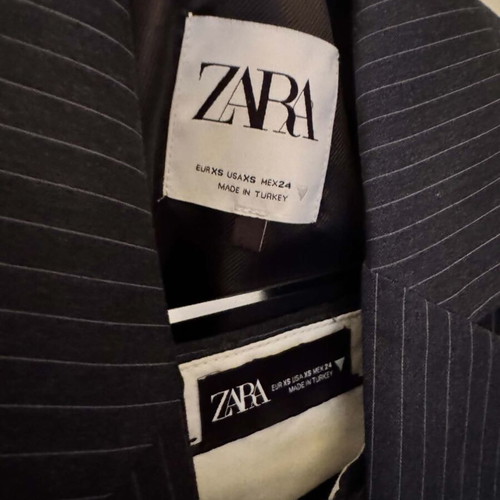 Zara suit set dark blue striped, like new, size XS