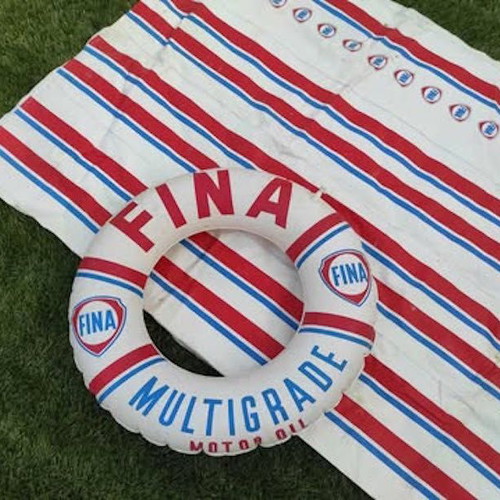 Inflatable mattress and lifebuoy FINA Motor Oil like new, 1960s