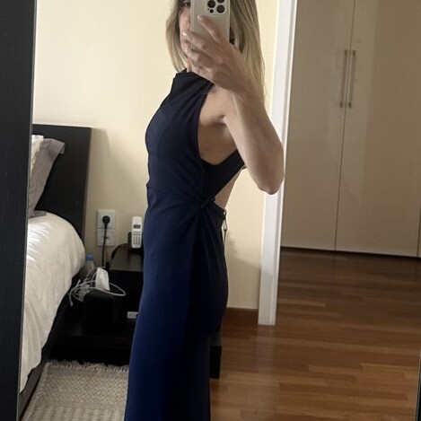 Zara Elegant Halter Maxi Dress, navy blue, size S