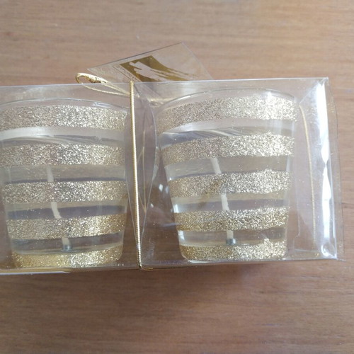 Gel candles set of 2 new, decorative in glass