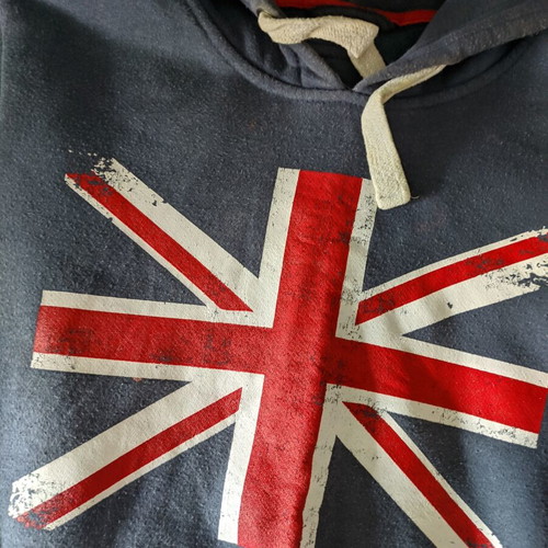 Women's Hoodie with England Flag used, size XS, blue