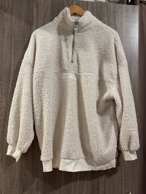 H&M Hoodie sheep used S oversized white beige