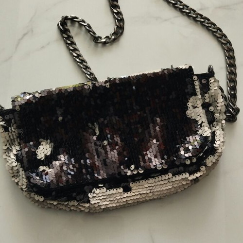 H&M shoulder bag new with reversible black and white sequins