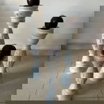  Σετ τρία λευκά επιδαπέδια ξύλινα κηροπήγια