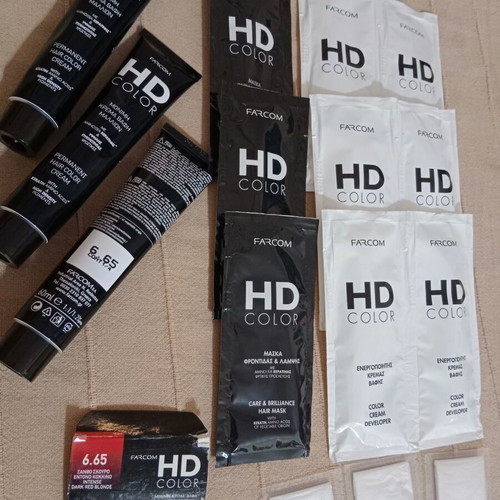 Farcom HD Color 6.65 hair dye set new, 3 pieces